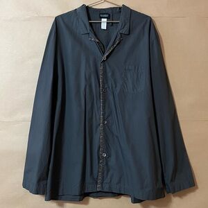 Hanro | Men's Woven Floral Piped Trim Pajama Shirt Button Down Gray Pjs Size XL